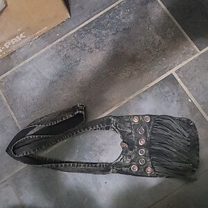 Earth Divas Fair Trade Made Stonewash Fringe Boho Crossbody Purse